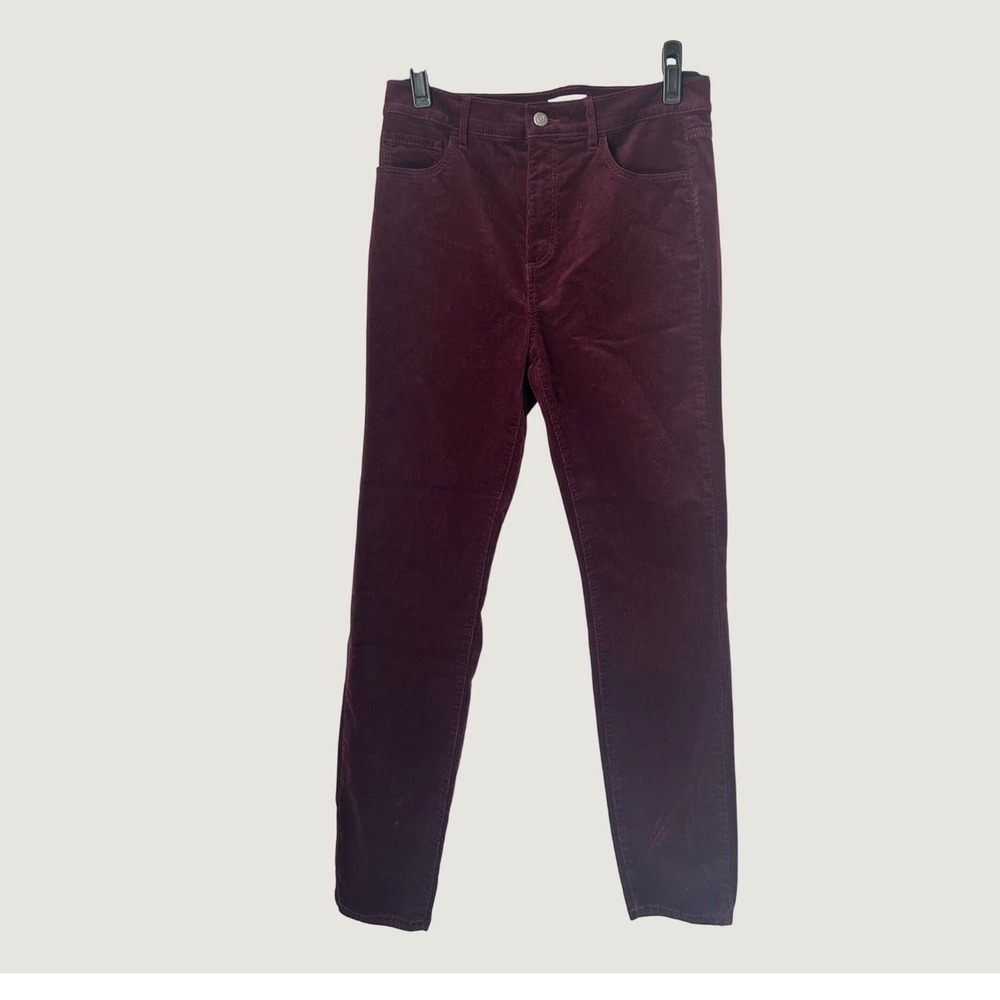 LOFT Corduroy Pants Womens 8/29 Burgundy High Rise Preppy Dark Academia Office